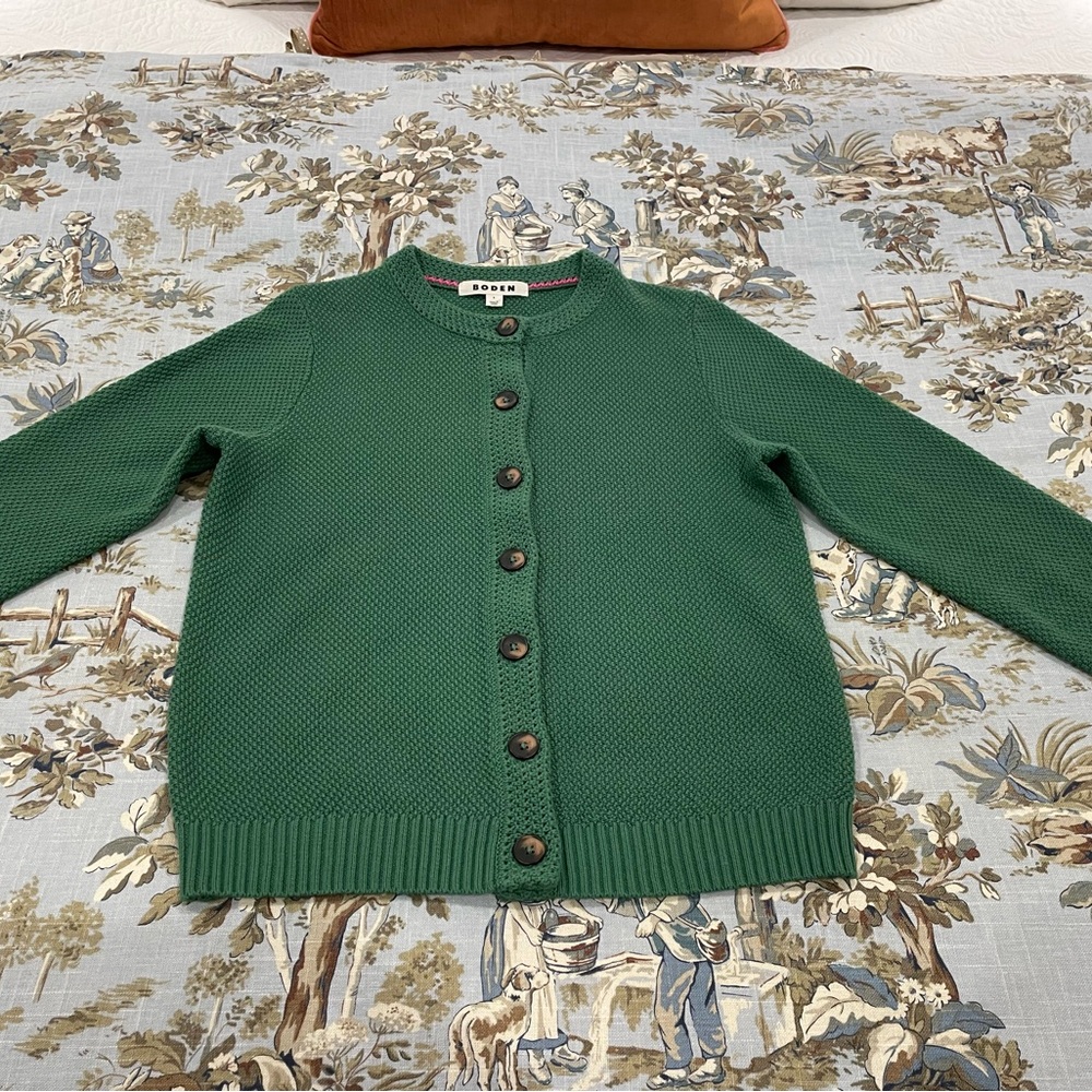 Boden NWOT Green Cardigan Sweater Size S